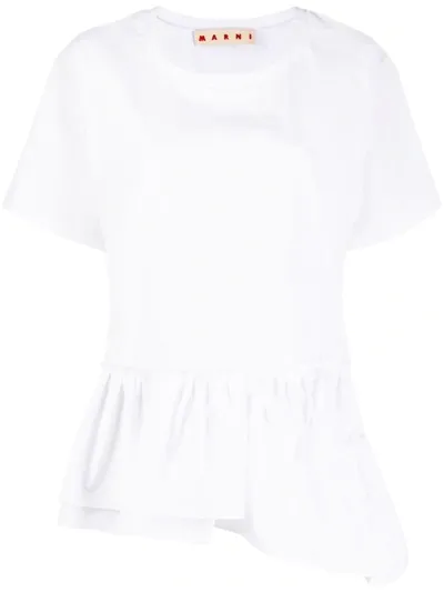 Marni Peplum Hem T-shirt In White