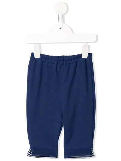 Familiar Babies' Striped-detail Embroidered Leggings In Blue