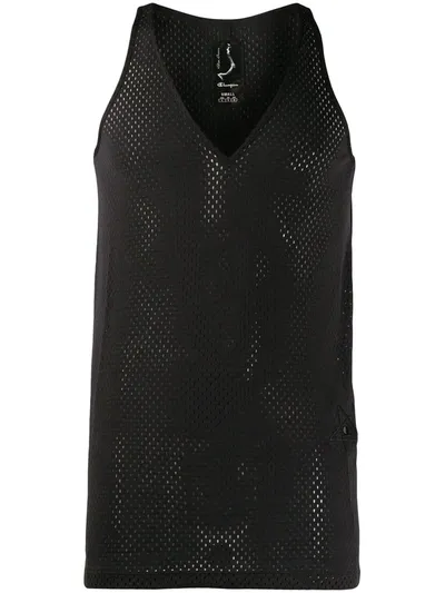 Rick Owens X Champion Mesh V-neck Vest In Black