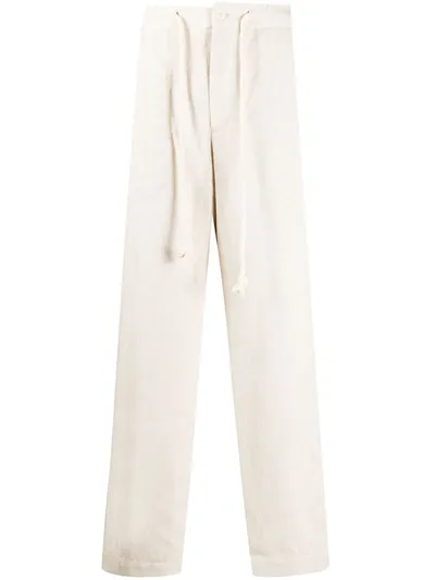 Ann Demeulemeester Plain Drawstring-waist Trousers In Neutrals