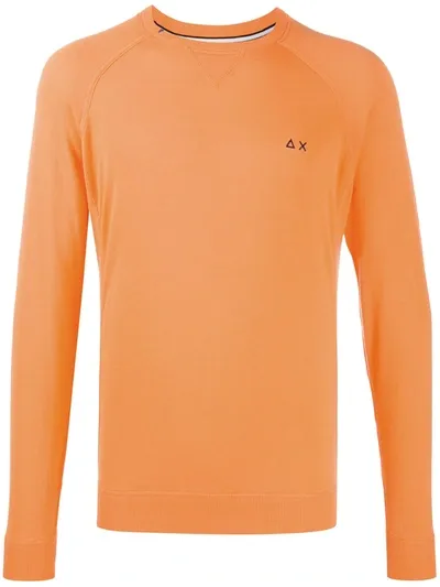 Sun 68 Embroidered Logo Sweater In Orange