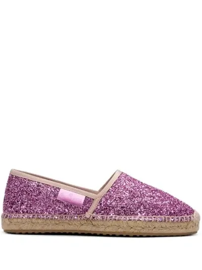 Car Shoe Glitter-effect Espadrilles In Pink