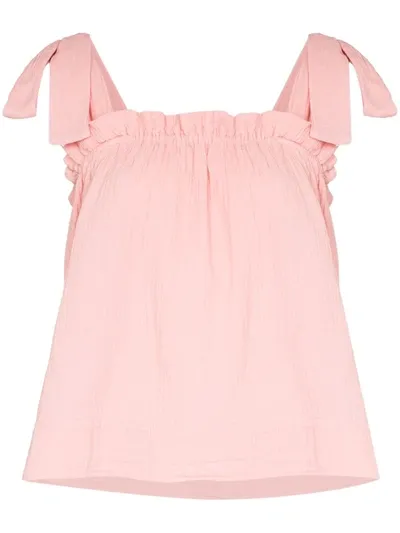 Honorine Goldie Shoulder Tie Top In Pink