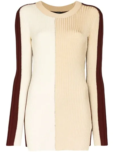 Joseph Panelled Ribbed-knit Jumper In Neutrals