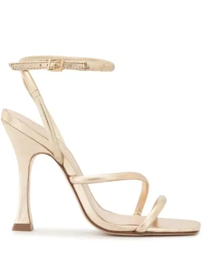 Schutz Metallic 100mm Sandals In Gold