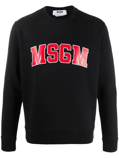 Msgm College Logo-print Sweatshirt In Black