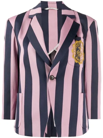 Vivienne Westwood Anglomania Striped Crest-detail Blazer In Blue