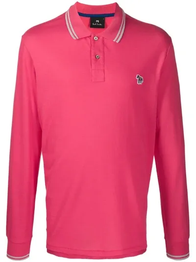 Ps By Paul Smith Zebra Logo Polo Shirt In Pink