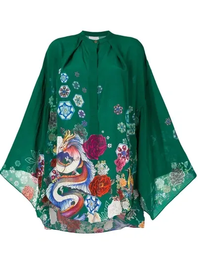 Camilla Kimono Sleeve Blouse In Green