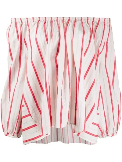 Forte Forte Off The Shoulder Striped Top In Neutrals