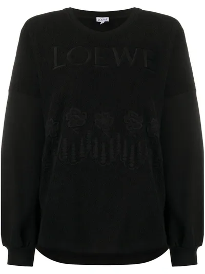 Loewe Logo-embroidered French Terry-towelling Sweatshirt In Black