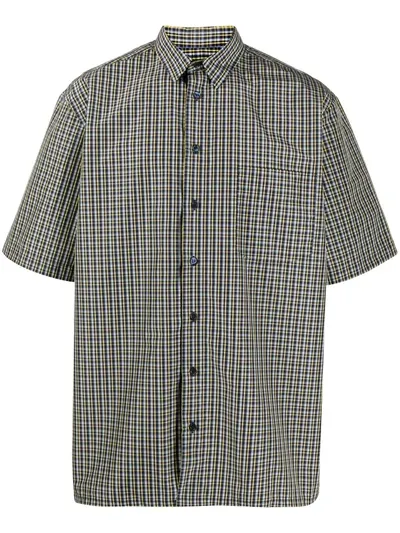 Raf Simons Support Lab Print Check Shirt In Multicolour