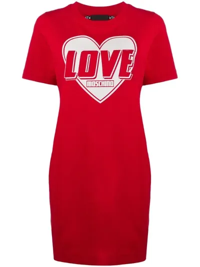 Love Moschino Logo Print T-shirt Dress In Red