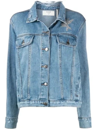 One Teaspoon La Femme Print Denim Jacket In Blue