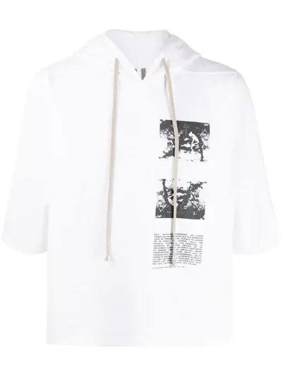 Rick Owens Drkshdw Graphic Print Shortsleeved Hoodie In White