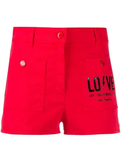 Love Moschino Logo Print Shorts In Red