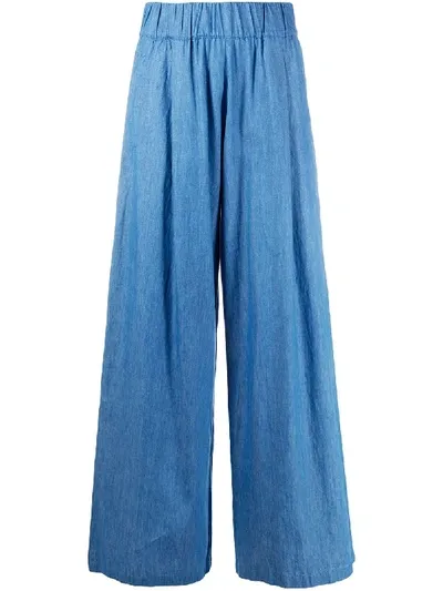 Semicouture Denim Flared Trousers In Blue