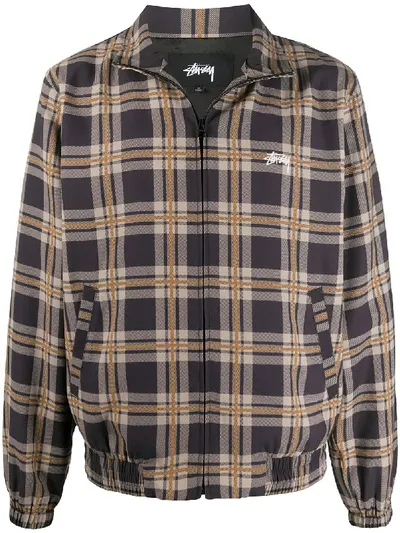 Stussy Tartan Print Bomber Jacket In Blue