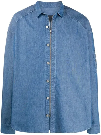 Juunj Denim Zip-up Shirt In Blue