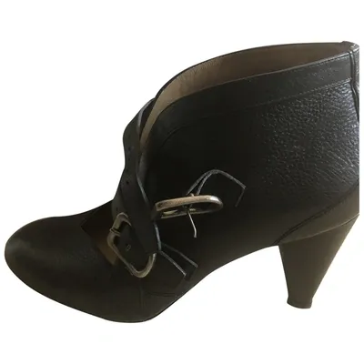 Pre-owned Sonia Rykiel Leather Ankle Boots In Black