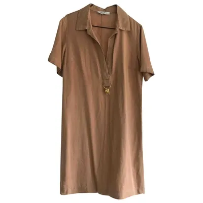 Pre-owned Sandro Wool Mini Dress In Camel