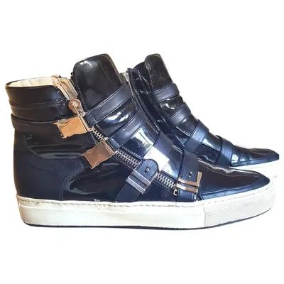 Pre-owned Le Silla Leather High Trainers In Black