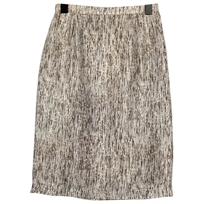 Pre-owned Mugler Silk Mini Skirt In Ecru