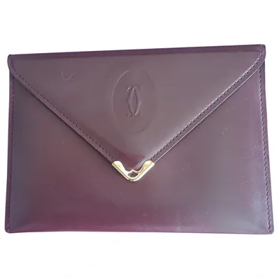 Pre-owned Cartier Leather Purse In Burgundy