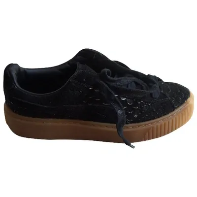 Pre-owned Puma Cloth Trainers In Black