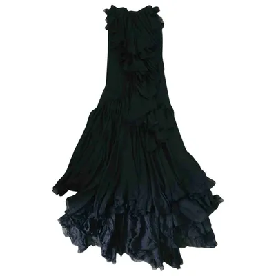 Pre-owned Francesco Scognamiglio Silk Maxi Skirt In Black