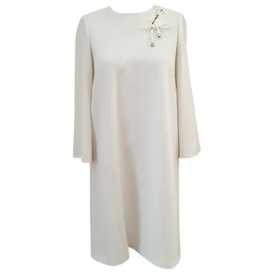 Pre-owned Tara Jarmon Wool Mid-length Dress In White