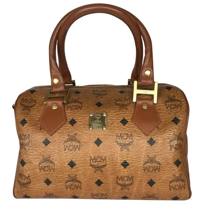 Pre-owned Mcm Boston Leather Handbag In Brown