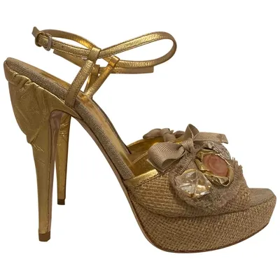 Pre-owned Miu Miu Cloth Sandals In Gold