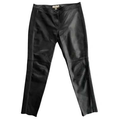 Pre-owned Burberry Leather Trousers In Black