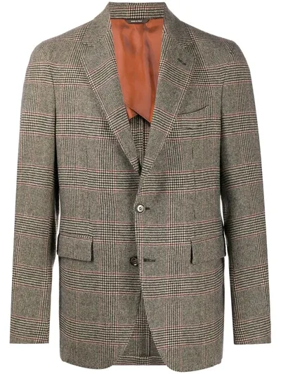 Loro Piana Checked Cashmere Blazer In Neutrals