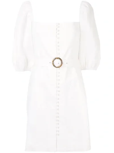 Jonathan Simkhai Emery Puff Sleeve Linen Blend Dress In White