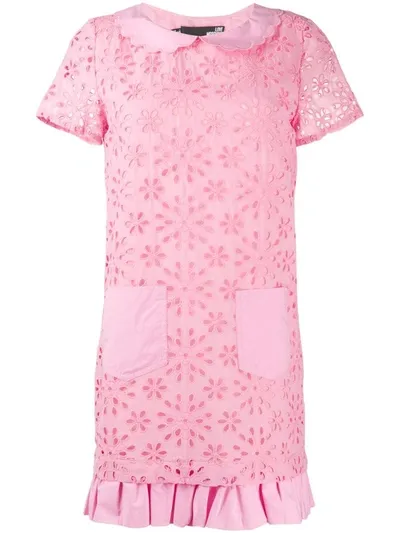 Love Moschino Floral Broderie Anglaise Dress In Pink