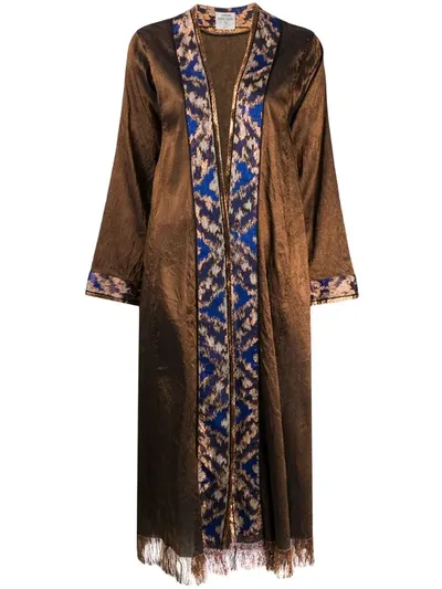 Forte Forte Fringed Lurex Jacquard Caftan Coat In Brown