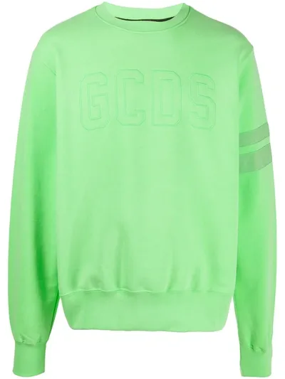 Gcds Logo Embroidered Sweatshirt In Green