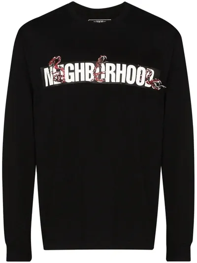 Neighborhood Rattlesnake Print Cotton Long Sleeve T-shirt In Black