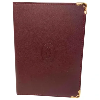 Pre-owned Cartier Leather Purse In Burgundy