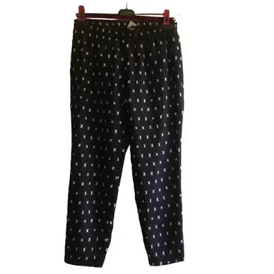 Pre-owned Theory Silk Straight Pants In Black