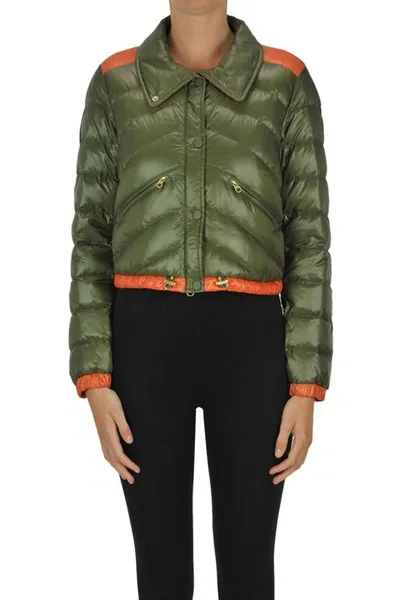 Woolrich Cropped Down Jacket In Green