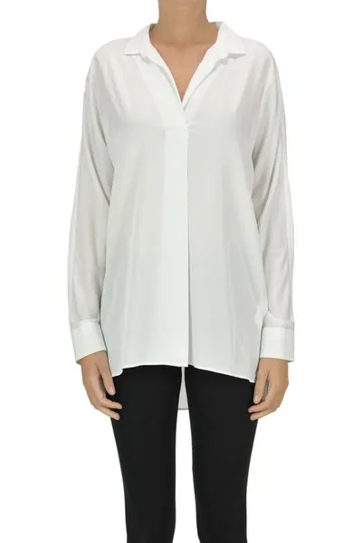 Caliban Oversized Tencel Blouse In White