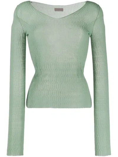 Mrz Textured Knit Jumper In Green