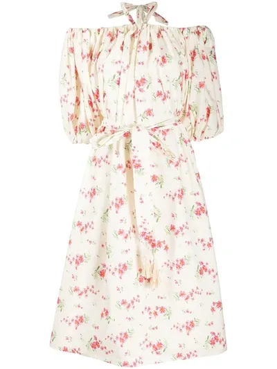 Vivetta Floral Print Halterneck Dress In White