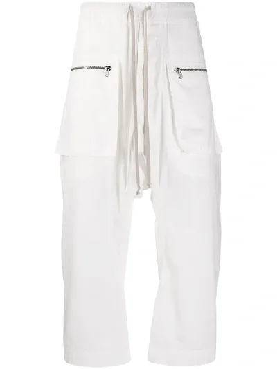 Rick Owens Drkshdw Cargo Drawstring Cropped Pants In White