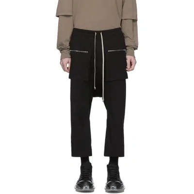 Rick Owens Drkshdw Cropped Cotton Cargo Trousers In 09 Blk