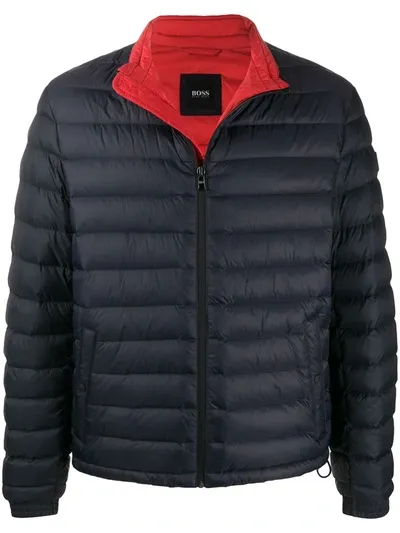 Hugo Boss Short Padded Jacket In Blue