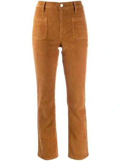 Frame Le Cord Bardot Cropped Cotton-blend Corduroy Slim-leg Pants In Brown